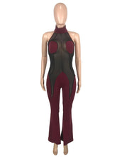 Load image into Gallery viewer, Sheer Lace Halter Flare Jumpsuit
