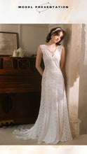 Load image into Gallery viewer, Women's Nightgown Luxury V Neck Sleeveless Night Dress Fashion Slim White Princess Long Dress Summer Ladies Sleepwear Vestido
