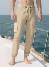 Load image into Gallery viewer, Men's Grid Cargo Joggers Drawstring Elastic Waist Multi Pocket Casual Ankle Length Trousers
