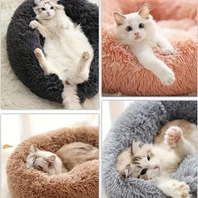 Load image into Gallery viewer, 1PC comfortable striped plush pet bed, suitable for cats and dogs,warm,deep sleep round nest,filling,gray,soft,indoor
