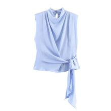 Load image into Gallery viewer, Women's Top 2026 Spring New Style Orange Sleeveless Satin Texture Long Ribbon Top Elegant and Stylish Unique Fashion Focus

