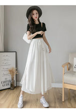 Load image into Gallery viewer, Women Pants Culottes Elastic Wide Leg Irregular Hem Double Layers Korean Trousers Summer Casual Loose Pleated Pants
