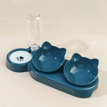 Load image into Gallery viewer, Pet Bowls With Water Feeder, 3 In 1 Ear Design Tilted Cat Water And Food Bowl Set With Gravity Water Bottle For Neck Protection

