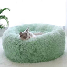 Load image into Gallery viewer, 1PC comfortable striped plush pet bed, suitable for cats and dogs,warm,deep sleep round nest,filling,gray,soft,indoor
