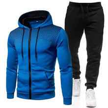 Load image into Gallery viewer, Men tracksuit zipper hood multi-pocket and protective pants casual jogging tracksuit fall/winter 2-piece setLarge size S-3XL
