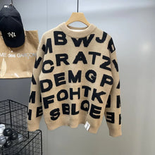 Load image into Gallery viewer, Sweater Men's Clothing Winter Full-print Letter Jacquard Loose Thickened Design Round Neck Top Trendy American Style Sweater
