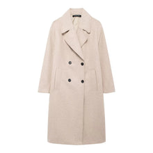 Load image into Gallery viewer, Winter Coat For Women 2024 Solid Lapel Double Breasted Long Cardigan Top Female Pokcet Streetwear Woman New In OuterCoat
