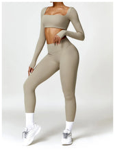 Load image into Gallery viewer, Summer 2PCS Yoga Suit Sports Set Women Quick-Dry Gym Set Women Tracksuit Running Workout Long Sleeve Sports Shirt Yoga Clothing
