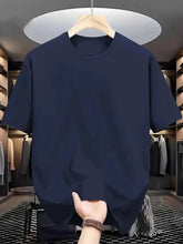 Load image into Gallery viewer, Men's T-Shirts - Soft Breathable Polyester Crewneck Tees in Navy &amp; White, Lightweight Summer Shirts for Everyday &amp; Formal Wear
