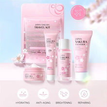 Load image into Gallery viewer, Sakura Skin Care Set facial Cleanser,Serum,Toner,Sunscreen,facial cream Beauty skin care For Women Gifts Routine Travel Kit
