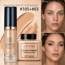 Load image into Gallery viewer, Facial Makeup Set:1pc Matte Loose Powder+1pc Waterproof Fundation,High-Coverage,Long-Lasting,Oil Control,Creat Natural Looks.
