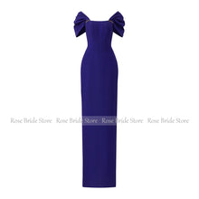 Load image into Gallery viewer, Elegant Formal Party Dresses Purple Off the Shoulder Column Wedding Guest Gowns Long Beading Floor Length Evening Dress 2024
