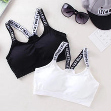 Load image into Gallery viewer, 40-65Kg Sexy Bra Top Women Sports Bras Letters Straps Gym Yoga Female Pad Sportswear Tank Top Sport Push Up Bralette
