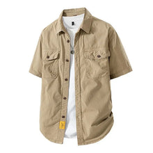 Load image into Gallery viewer, Workwear shirt for men summer loose and casual short-sleeved men American retro lapel coat trendy brand outdoor wear
