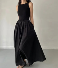 Load image into Gallery viewer, Female Fashion Style Dress New Summer Simple Elegant Black Long Dresses For Women Round Neck Sleeveless High Waist Temperament
