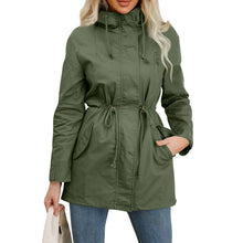 Load image into Gallery viewer, Women's Hooded Trench Coat Spring Autumn Fitted Solid Color Jacket for Daily Outdoor Camping Hiking
