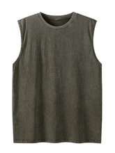 Load image into Gallery viewer, 2025 Summer New Men's Washed Cotton Tank Tops Muscle Gym Sleeveless Workout T Shirts Running Beach Loose Cutoff Tees
