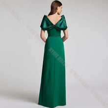 Load image into Gallery viewer, Customized Women Evening Dresses Elegant Bow V Neck Sleeveless Column Mermaid Wedding Guest Dress Floor Length Prom Party Gown
