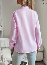 Load image into Gallery viewer, Women's Shirt Elegant Long Sleeve Ruched Stand Neck Office Lady Blouse Casual Button Shirts Harajuku Tunics Street Simple Tops
