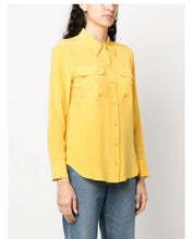 Load image into Gallery viewer, Women Real Silk Shirts Classic Double Pockets Solid Color Casual Fashion Long Sleeve Thin Shirt Blouses Tees
