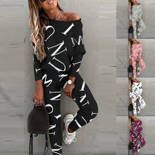 Load image into Gallery viewer, Women's Yoga Set Soft Outfit Letters Print Long Sleeve Top Spring Tracksuit Casual Sports Fitness Yoga Suit
