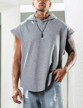 Load image into Gallery viewer, 2026 Men Tank Top  Fitness Training Pullover Leisure Fashion Sleeve Men's Hooded Vest Solid Color Tank Tops For Male
