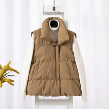 Load image into Gallery viewer, Women Fashion Autumn New 2026Stand Collar Elegant Down Coats Warm Outerwear Casual Belt Sleeveless Winter Women Vests Jackets
