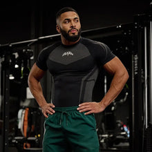 Load image into Gallery viewer, GYM Sports T-shirt Men's Tight Fitness Suit High Elasticity Quick-drying American Tight Fashion Muscle Leg Training Short Sleeve
