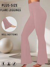 Load image into Gallery viewer, Plus Size Ladies High-Rise Flared Leggings for Yoga and Workout Features Tummy Control and a Stylish Bell-Bottom Design in Sizes
