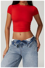 Load image into Gallery viewer, Yoga Shirts Women Sexy Exposing The Navel Short Sleeve Workout Crop Top Gym Top Fitness Running Workout Sport T-shirts Yoga Wear
