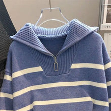 Load image into Gallery viewer, Sweater Pullover Women Spring and Autumn Underwear 2026 New Zipper Stripe Underlay Short Style Popular Premium Sweater Female
