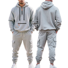 Load image into Gallery viewer, Men's Heavyweight Fleece-Lined Casual Tracksuit Set for Winter - Loose-Fit, Half-Zip, 2-Piece Workwear Style
