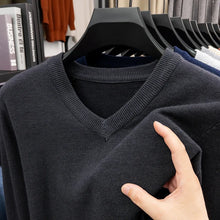 Load image into Gallery viewer, New Sweatwear Men's V Neck Basic Solid Color Sweaters Round Neck Elastic Pullovers Warm Autumn Knitted Oversized Sweater Men

