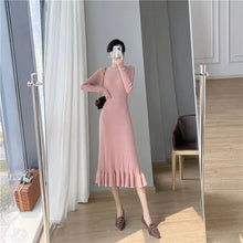 Load image into Gallery viewer, Elegant Knit Flounce Midi Dress
