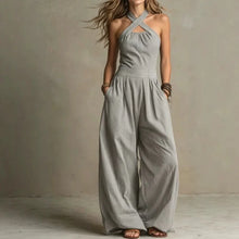 Load image into Gallery viewer, 2026 Summer Jumpsuit Solid Color Hanging Neck Elegant Casual Versatile Simple Fashion Comfortable Daily Style Wide Leg Jumpsuit

