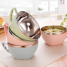 Load image into Gallery viewer, 1PCS Stainless Steel Bowl with Handle Solid Color Anti Scalding Instant Noodles  Mixing Bowl Kitchen Tableware Food  Accessory
