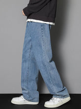 Load image into Gallery viewer, 2026 New Korean Men's Casual Long Jeans Classic Man Straight Denim Wide-leg Pants Solid Color Light Blue Grey Black
