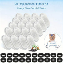 Load image into Gallery viewer, 20PCS Cat Water Fountain Activated Carbon Dog Water Bowl Dispenser Replacement Filters with 20 Sponges for Home Pet Hydration
