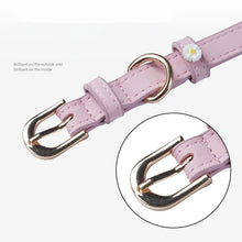 Load image into Gallery viewer, Cute Dog Accessories PU Leather Pet Collar Daisy Decoration Alloy Buckle Head Traction Rope Neck Loop for Cat Teddy Schnauzer

