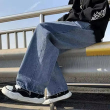 Load image into Gallery viewer, Men's Jeans Korean Version Student Casual Pants High Street Straight Loose Wide Leg Jeans Black Grey Blue Baggy Jeans
