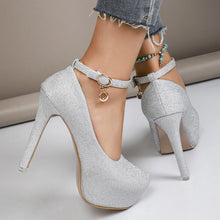 Load image into Gallery viewer, Women's High Heels 2025 New Style Semi-Uppered Thin Heel Waterproof Platform Buckle Fashion Shoes Large Size Strap Shoes
