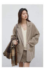 Load image into Gallery viewer, CHIC VEN Women's Woolen Coats Loose Casual Double Breasted Retro Double-sided Jacket Office Lady Outerwear Autumn Winter 2026
