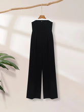 Load image into Gallery viewer, Jumpsuit Spring Summer Women Black Strapless White Ruffle Trim Wide Leg Chic Elegant Daily Date Party Jumpsuit
