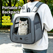Load image into Gallery viewer, Breathable Oxford Pet Cat Carrier Backpack for Small Dogs, Portable Transparent Travel Outdoor Bag with Side Mesh Pockets, Airy
