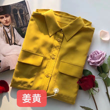 Load image into Gallery viewer, Women Real Silk Shirts Classic Double Pockets Solid Color Casual Fashion Long Sleeve Thin Shirt Blouses Tees
