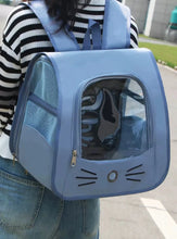 Load image into Gallery viewer, Breathable Oxford Pet Cat Carrier Backpack for Small Dogs, Portable Transparent Travel Outdoor Bag with Side Mesh Pockets, Airy
