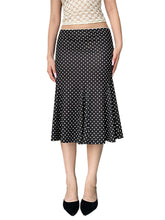 Load image into Gallery viewer, Dot Print Low Waist Skirts Spring Summer Vintage Casual Skirts Women Fashion Midi Skirts
