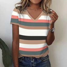 Load image into Gallery viewer, New Women's T-Shirts Funny Stripe Print Top Fashion Simple Pattern T Shirts for Women Summer Leisure Female Clothing Streetwear
