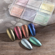 Load image into Gallery viewer, Moonlight Mirror Nails Powder Metallic Chrome Effect Pigments Gel Polish Laser Dust Glitter Aurora Shiny Pearl Nail Manicure Dec
