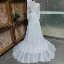 Load image into Gallery viewer, Boho Lace Long Sleeve Wedding Dress
